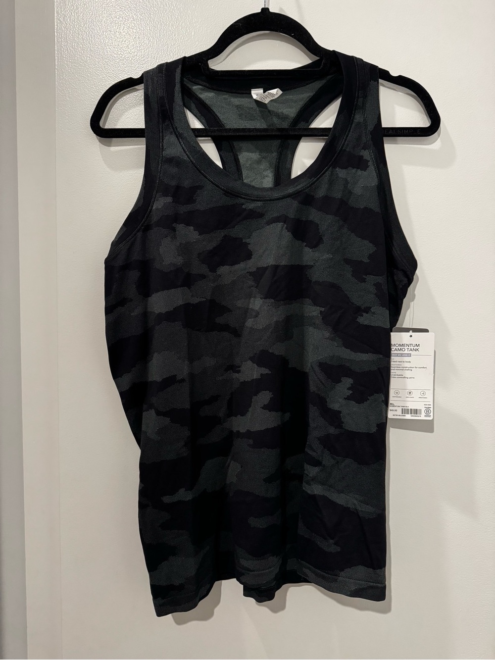 Athleta Black & Dark Gray Camo Racerback Tank Top